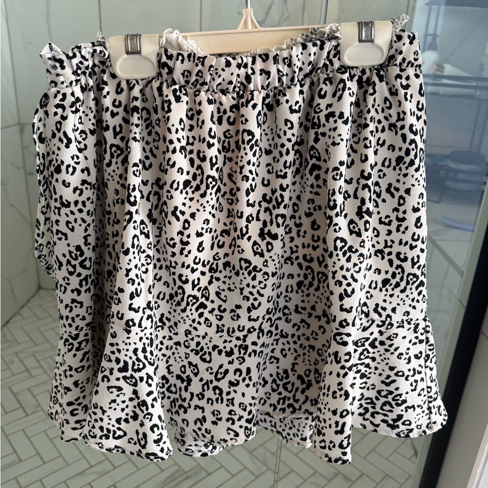 Altar'd State Black and White Leopard Mini Skirt
